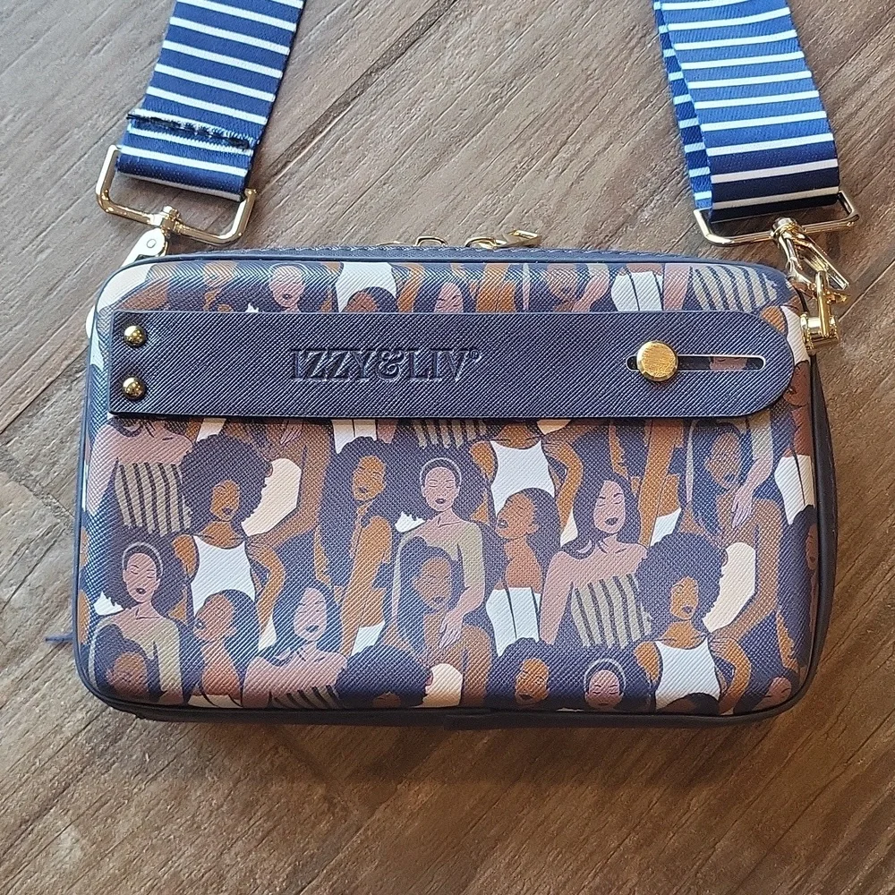 IZZY & LIV Powerful Women Crossbody Clutch Bag w/ Adjustable Strap Gold Accents - Picture 3 of 13